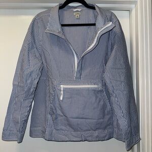 L.L. Bean Navy and White Women's Vacationland Seersucker Anorak